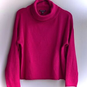 EILEEN FISHER raspberry cotton/cashmere oversize sweater w/soft cowl